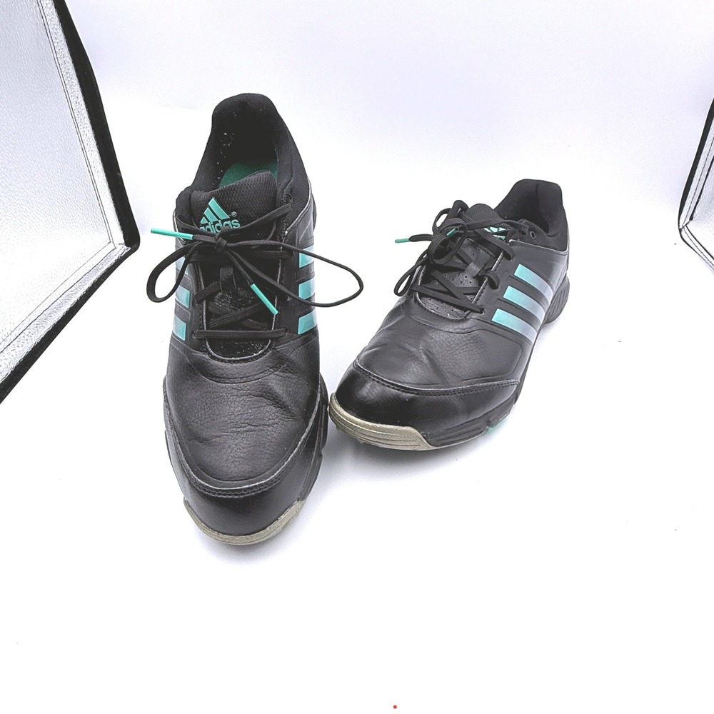 Adidas Adipower Golf Shoes Size 8.5 US Black‎ Teal Spiked Q46904